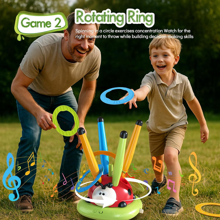 RoserRose 5-in-1 Outdoor Spiele für Kinder, Rakete Spielzeug, Springseil, Ringwurfspiel, Ausweich Sp
