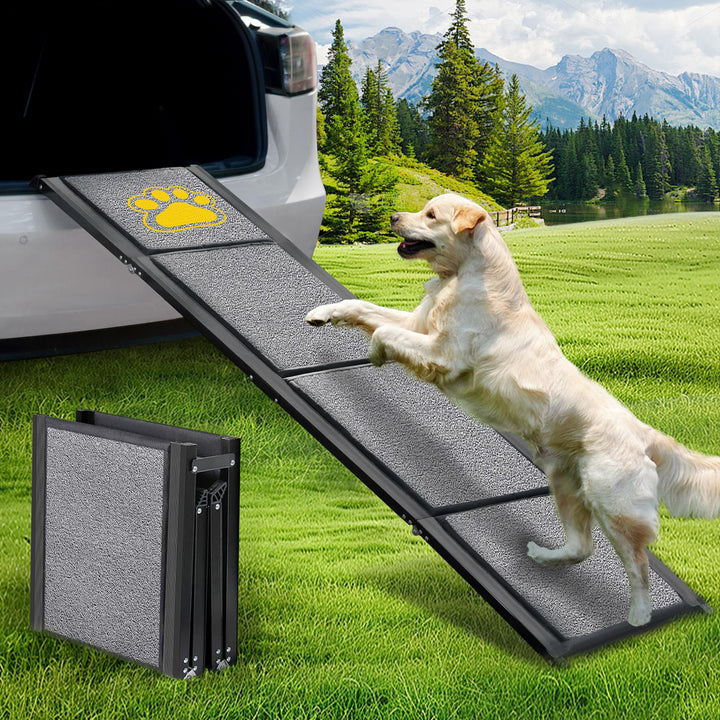 BACOENG Hunderampe Auto Klappbar, Hundetreppe Auto mit Rutschfester Teppich, 160cm rutschfest Hunder