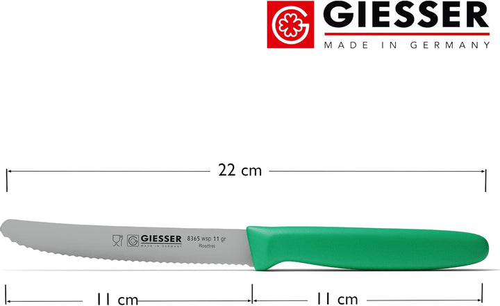 Giesser seit 1776 - Made in Germany - Tomatenmesser 6er Set grün, Klinge 11 cm, rutschfest, kleines