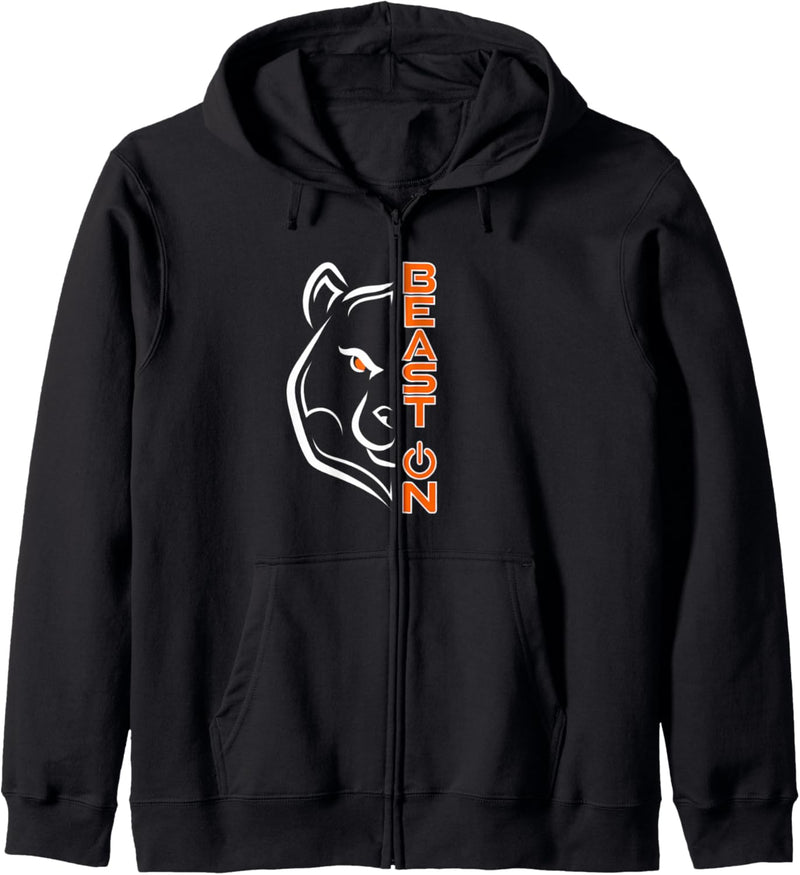 Bär Kopf Beast ON Orange Gym Fitness Workout Training Sport Kapuzenjacke