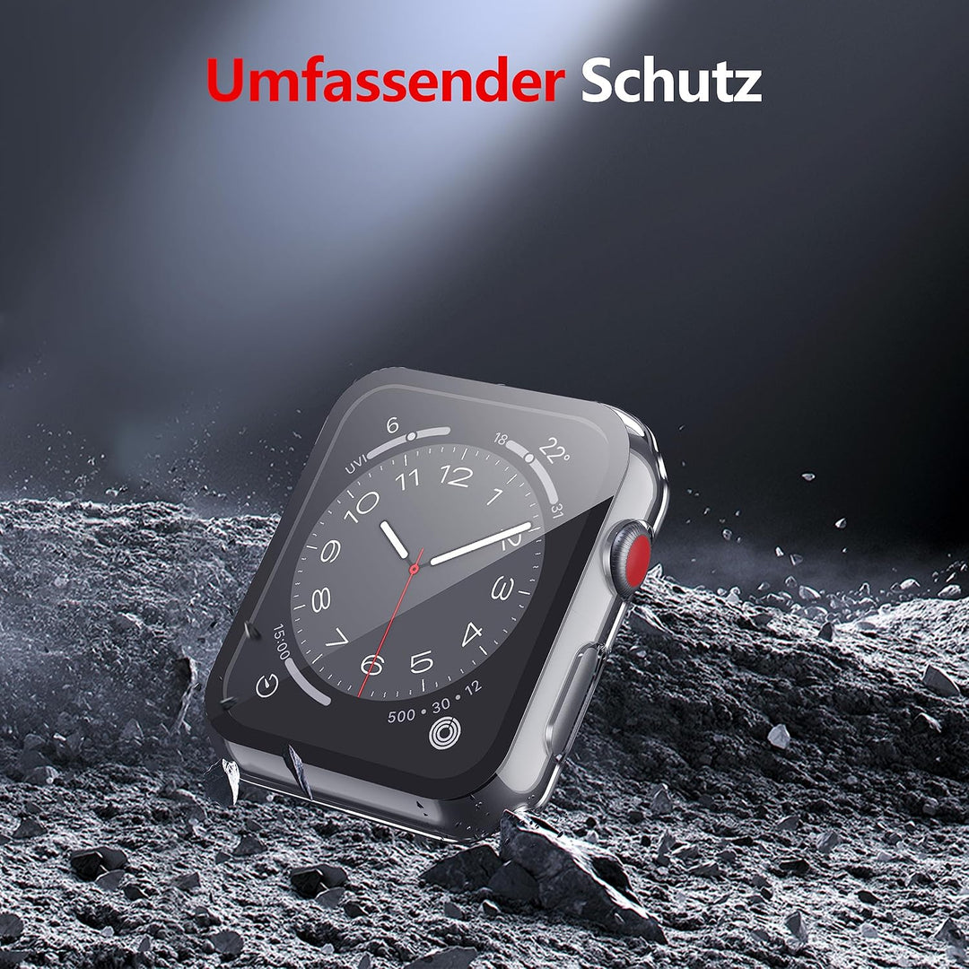 Misxi Transparent Hard Hülle mit Glas Displayschutz Kompatibel mit Apple Watch Series 3 Serie 2 38mm