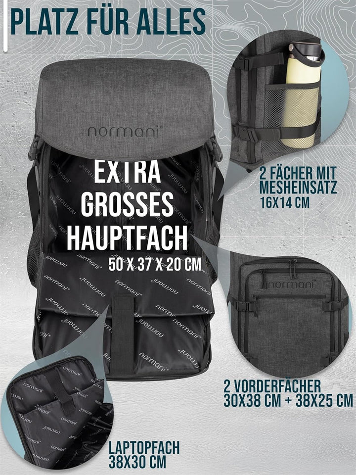 normani Backpacker Reisetaschen-Rucksack Reiserucksack mit Trolleyfunktion mit Frontloader und Handg