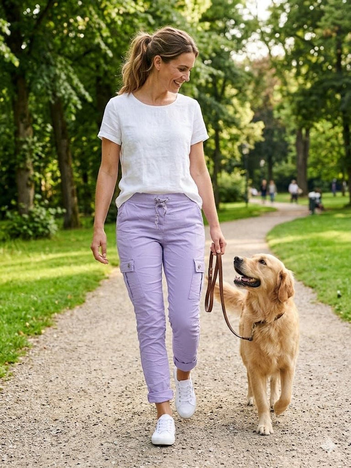 Damen schmal geschnittene Hose aus Stretch Classic Cargo Pants für Freizeit Boyfriend Baggyhose Tasc