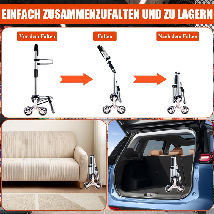 Einkaufstrolley Klappbar, 2 in1 Trolley zum Einkaufen, bis 50 kg, 56 l Kiste | Einkaufstasche mit 6