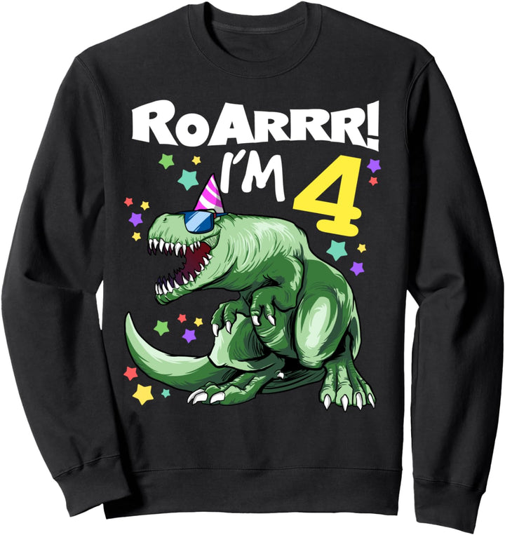 RAWR! I am FOUR! T-Rex vier Jahre alt Bday - 4-Rex Dino Sweatshirt