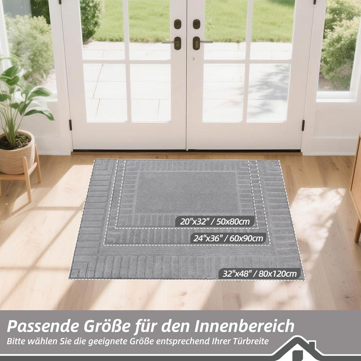 BEQHAUSE Fussmatte Innen, waschbare Sauberlaufmatte TPR rutschfeste Türmatte, Schmutzfangmatte für H