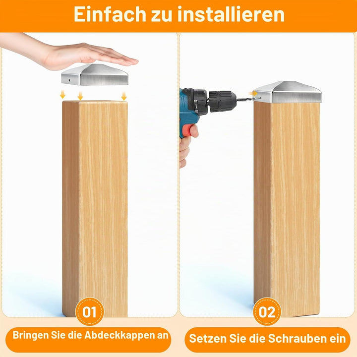 10 Stück Pfostenkappen 71x71mm, Zaunpfosten Kappen Verzinkt | Rostfreie Pfostenabdeckung Metall, mit