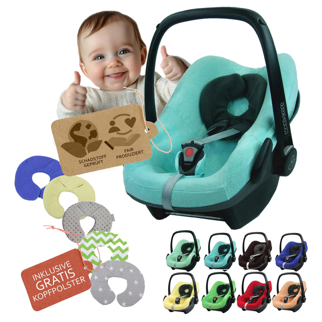 Frottee Sommerbezug [Schonbezug für Babyschale] Autositz kompatibel mit Maxi Cosi Pebble und Pebble