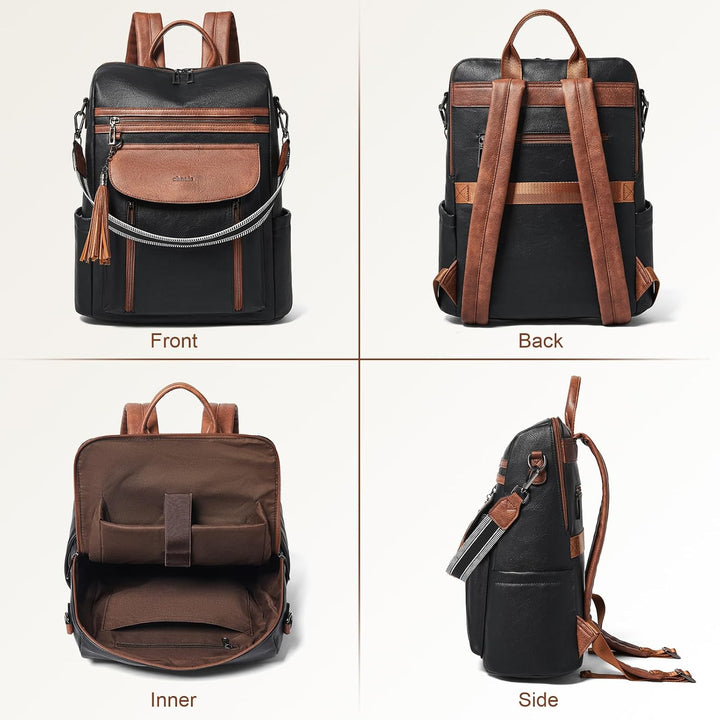 Shrrie Laptop-Rucksack für Damen, 15,6 Zoll Reise-Rucksack aus Leder, Handgepäck-Rucksack Computerta