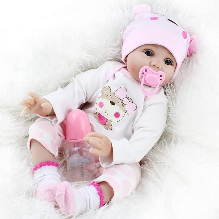 ZIYIUI 22Zoll Reborn Babypuppe Babys Puppe wie Echtes Baby Weiche Silikon Vinyl echt Babypuppen Lebe