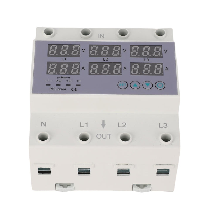 3 Phase Din Rail Voltmeter, CHLT 63 Digital LCD Display Automatic Reset Din Rail Voltmeter Ammeter A