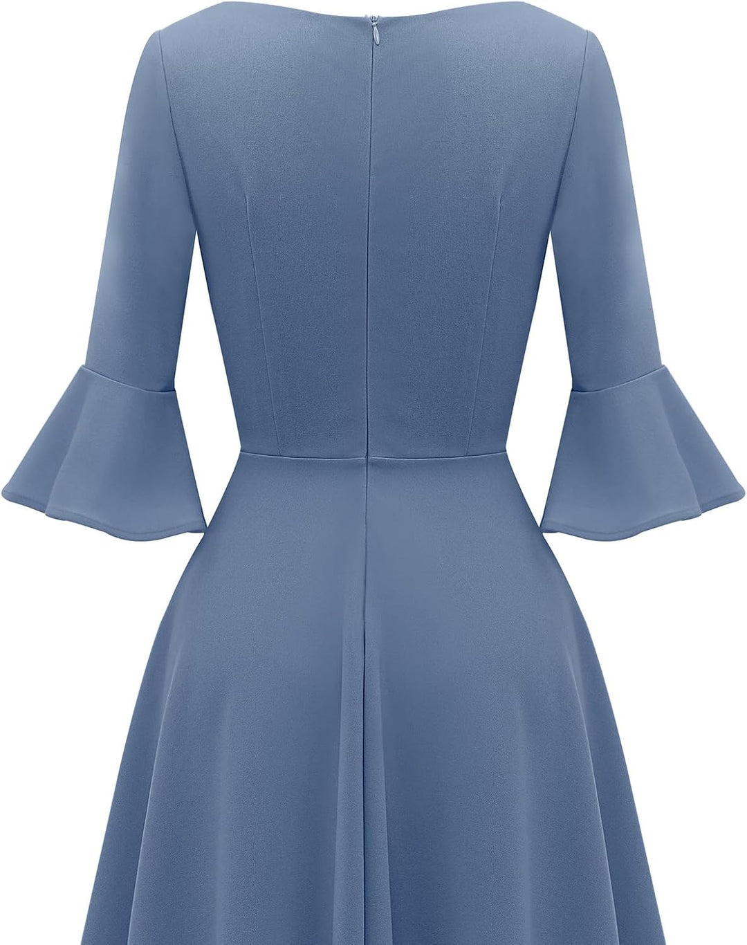 Gardenwed Festliches Kleid Damen 3/4 arm Flare Bell Sleeve Rundhals Kleider High-Low Cocktailkleider