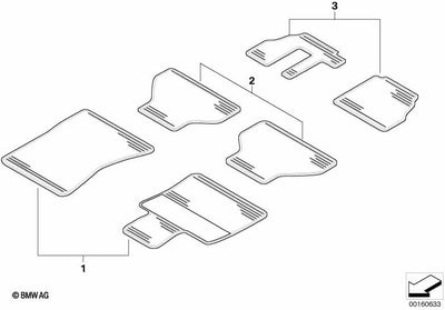 Original BMW Allwetter Gummi-Bodenmattenset hinten anthrazit E70 X5 51472231955