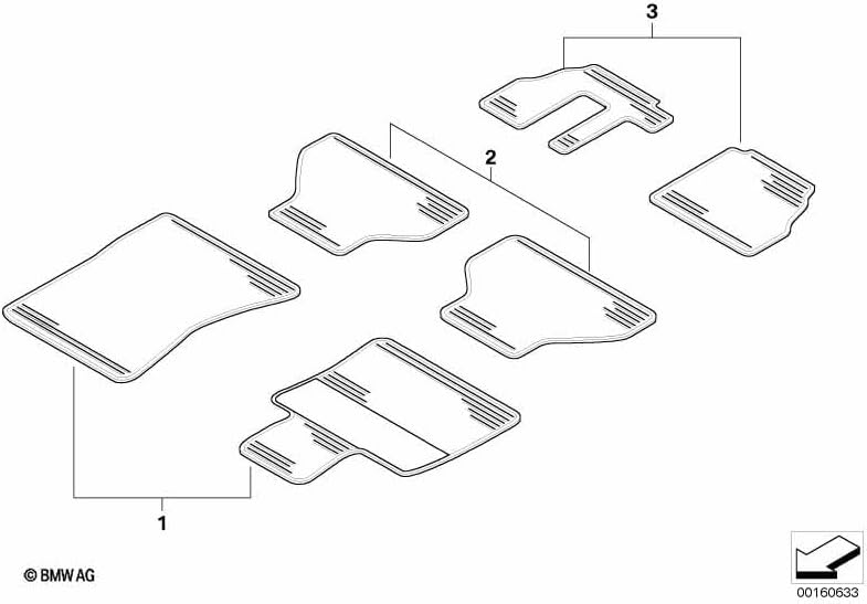 Original BMW Allwetter Gummi-Bodenmattenset hinten anthrazit E70 X5 51472231955