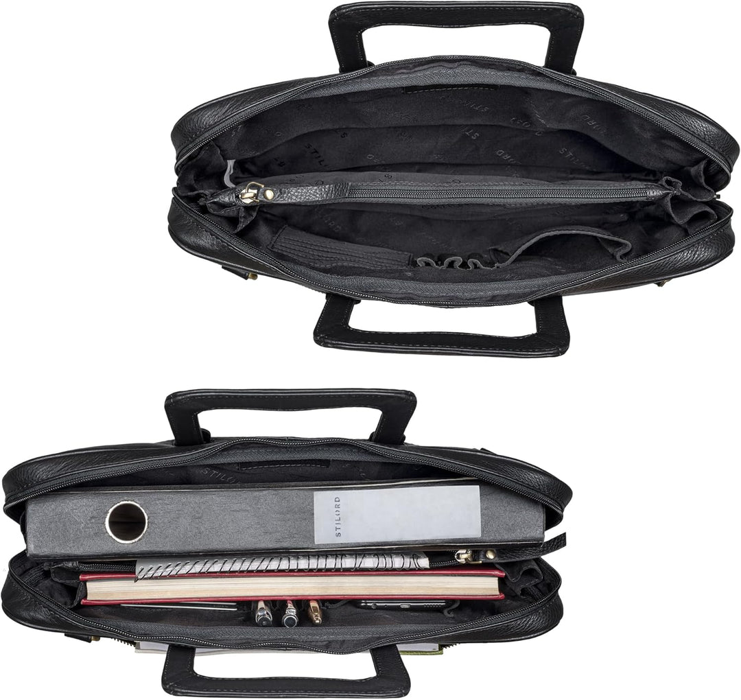 STILORD "Pierce Laptoptasche mit Griff Leder Aktentasche 15 Zoll Vintage Dokumententasche A4 Busines