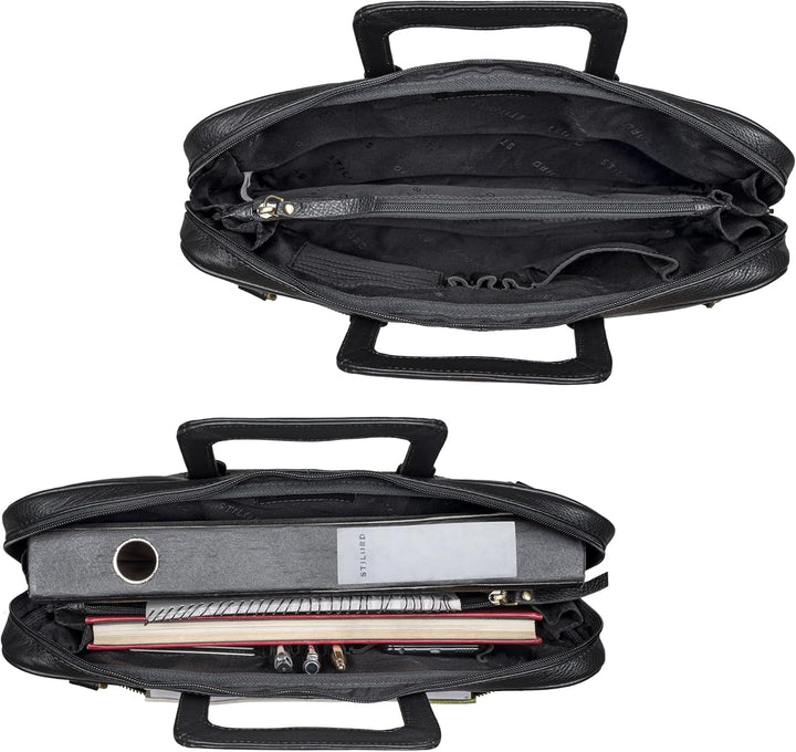 STILORD "Pierce Laptoptasche mit Griff Leder Aktentasche 15 Zoll Vintage Dokumententasche A4 Busines
