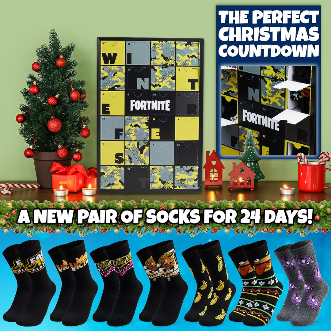 Get Trend Fortnite Socken Adventskalender 2025 für Teenager &amp; Herren, 24 Paar, 39-42.5, Bequem &amp; Wei