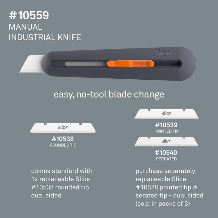 Slice 10559 | Industrie-Cuttermesser mit manueller Klingenverstellung | robuster Griff aus glasfaser