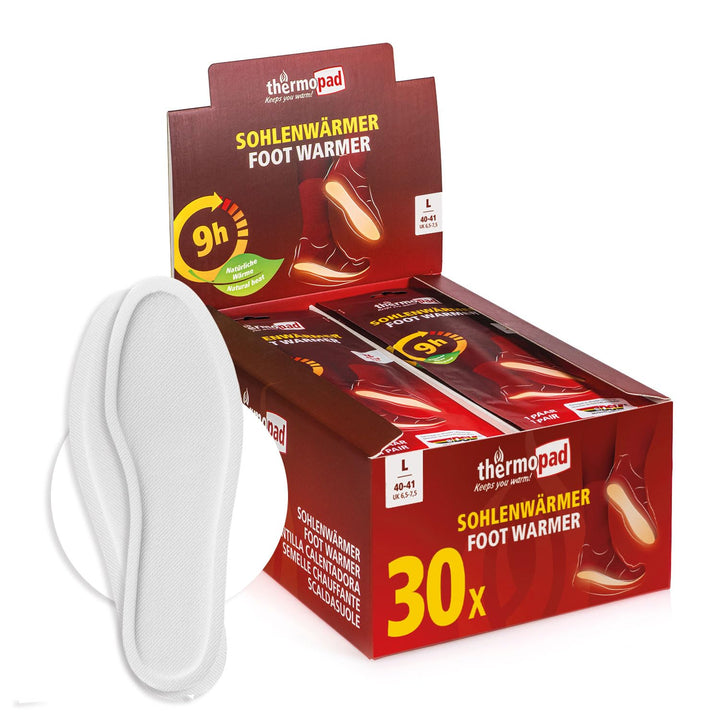 THERMOPAD Sohlenwärmer (Einlegesohle) Gr. S, L oder XL (36-46) – DAS ORIGINAL: 30 Paar Wärmepads für