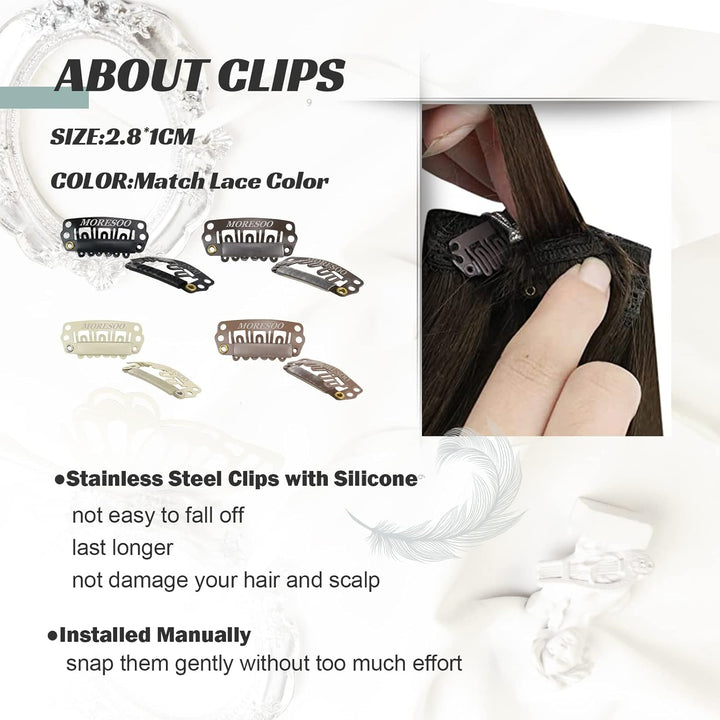 Moresoo Clip Extensions Echthaar Clip in Extensions Rot Doppelt Tressen Haarverlängerung Echthaar Cl