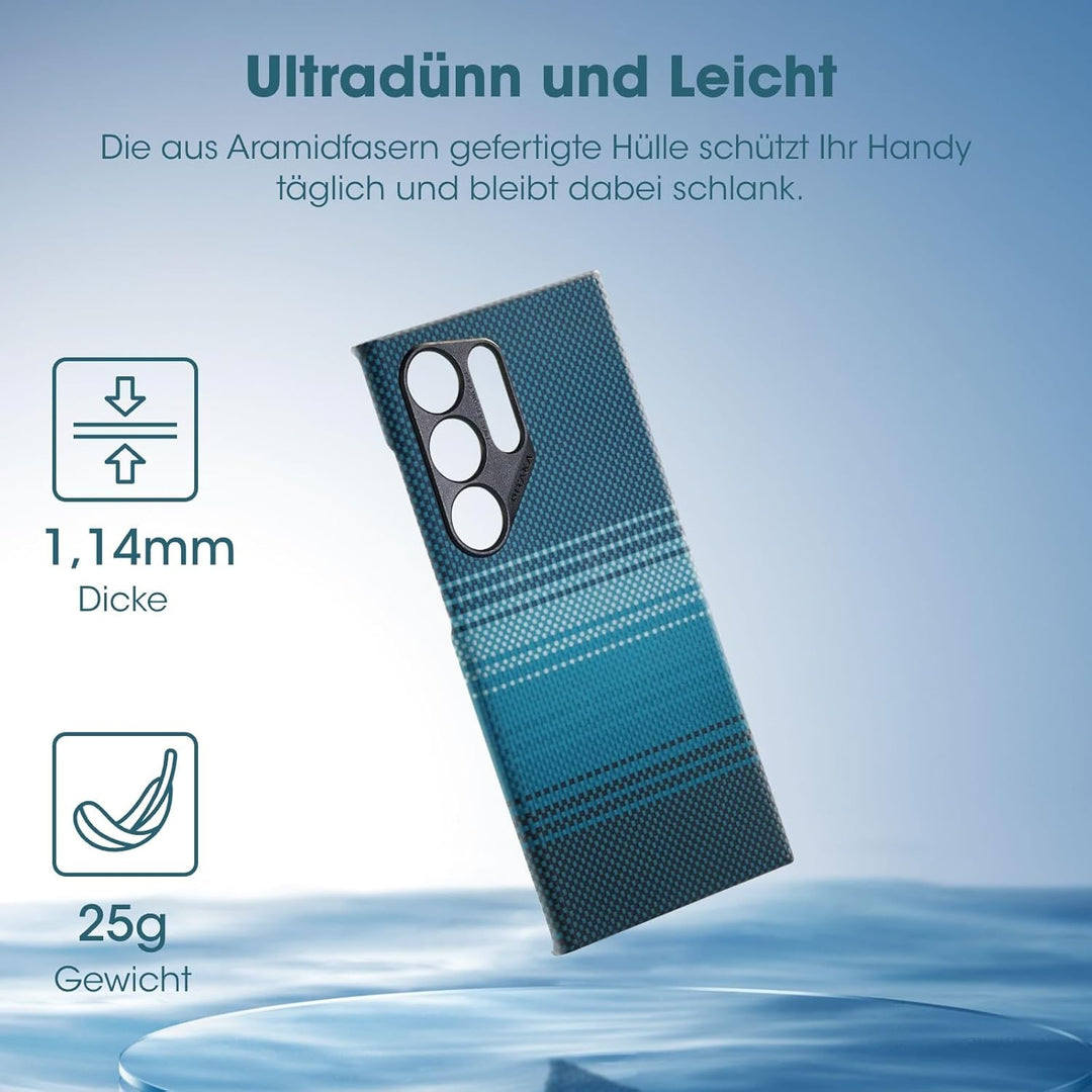 pitaka Hülle für Samsung Galaxy S24 Ultra aus 100% Aramidfaser Magnetische Handyhülle Ultradünne und