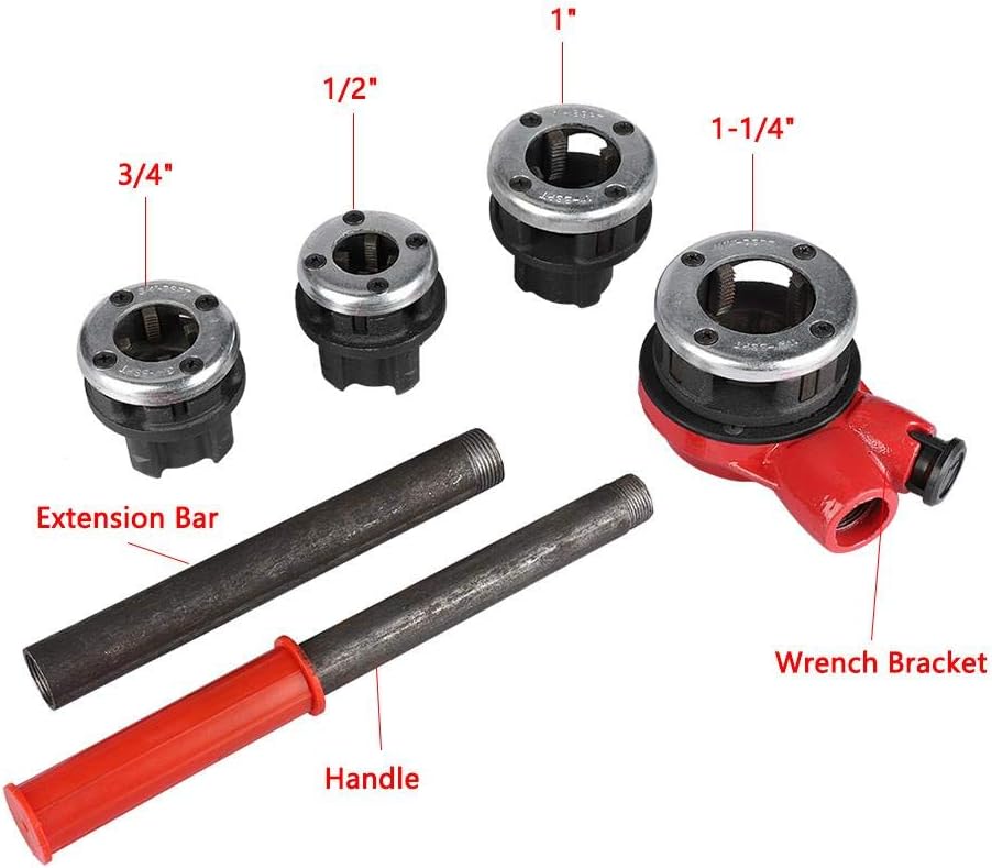 Rohrgewindeschneidsatz, 4 Gewindeschneidkluppensatz, manuelle Klempnerrohr-Gewinde-Kit, 1/2 ", 3/4",