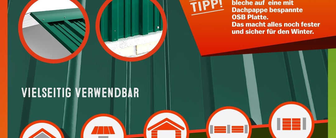GARDEBRUK® 14x Trapezblech 110x46cm = 7m² Verzinkt Rostresistent Wetterfest Profilblech Dachblech We