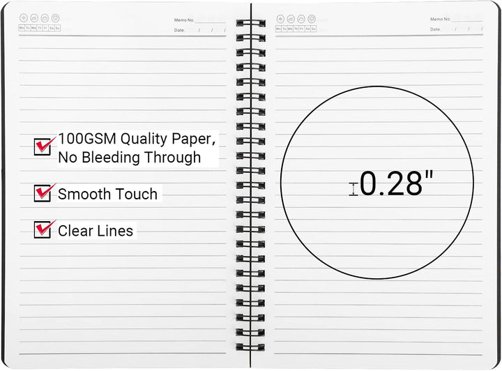 Spiral Notizbuch A5-4PCS Liniertes Notizblock 700GSM Hardcover, 100g/m² Liniert Spiralblock A5, Ring