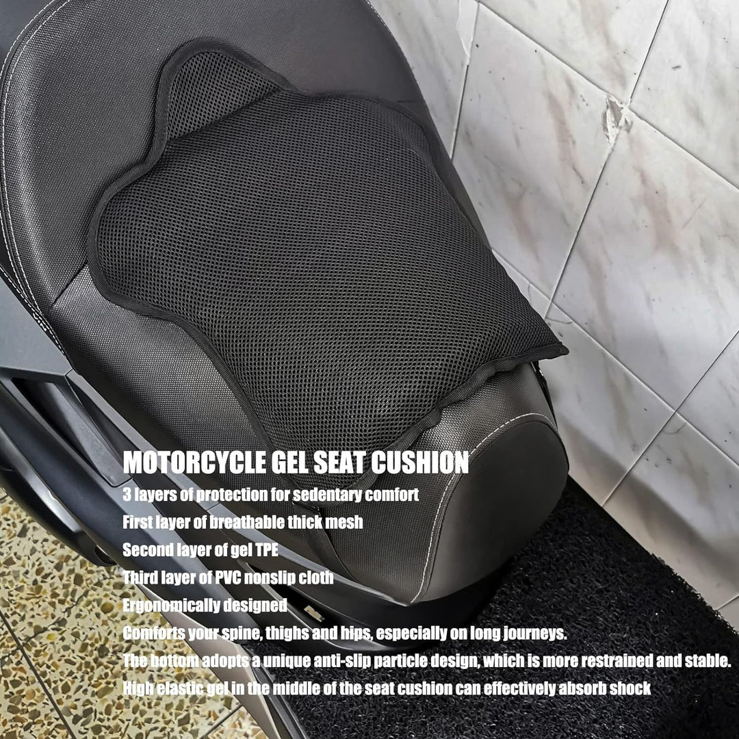 Motorrad-Gel-Sitzkissen, atmungsaktiv, stossdämpfend, Motorrad-Mesh-Sitzpolster, , bequem für Cruise