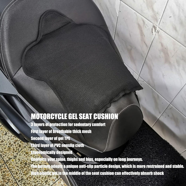 Motorrad-Gel-Sitzkissen, atmungsaktiv, stossdämpfend, Motorrad-Mesh-Sitzpolster, , bequem für Cruise