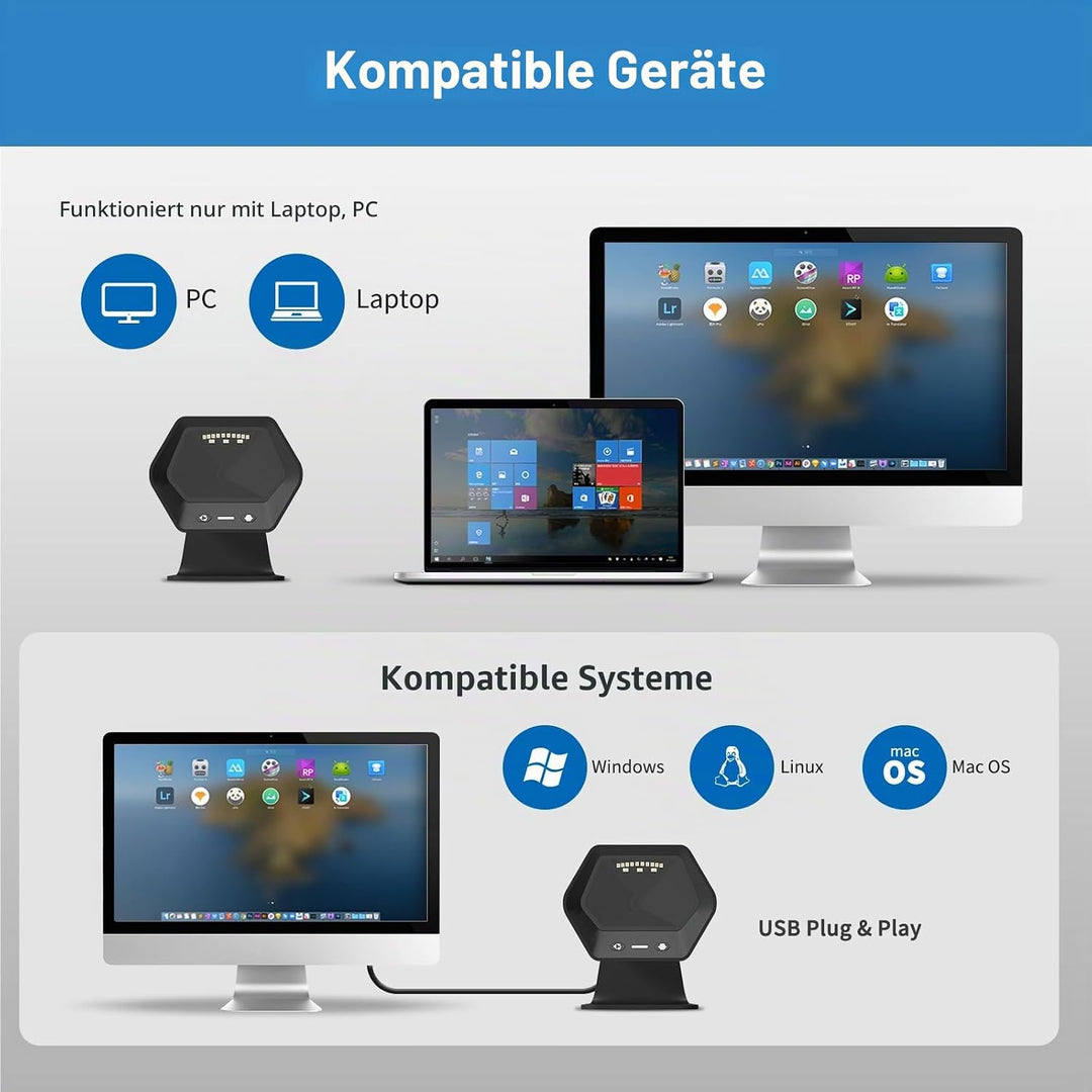 NETUM 1D 2D QR Präsentationsscanner mit USB-Barcodescanner, Omnidirektional, kabelgebunden, für Mobi