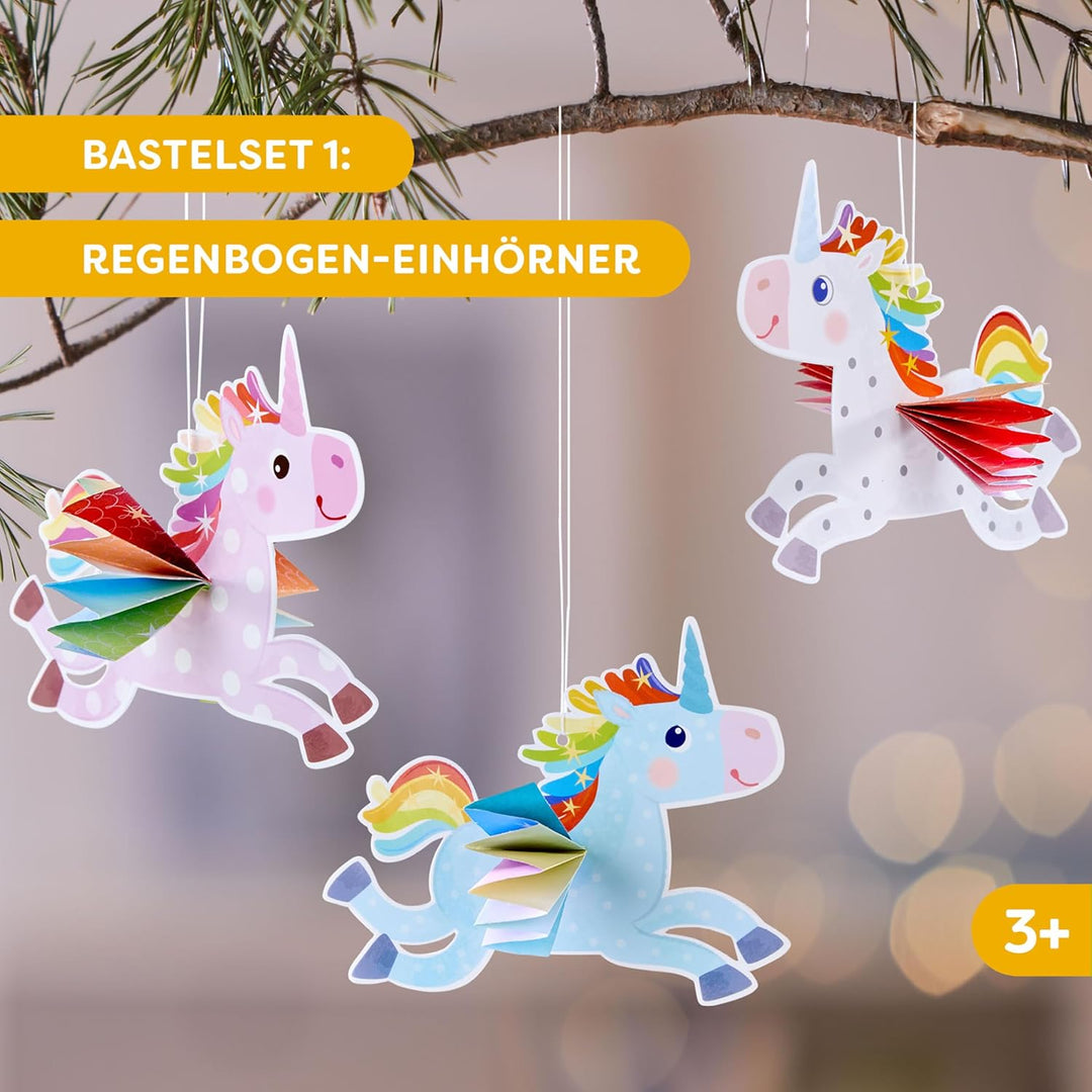 HABA Sachenmacher Bastelset Einhörner im 2er Bundle – Erstes Schneiden & Falten für Kinder ab 3 Jahr