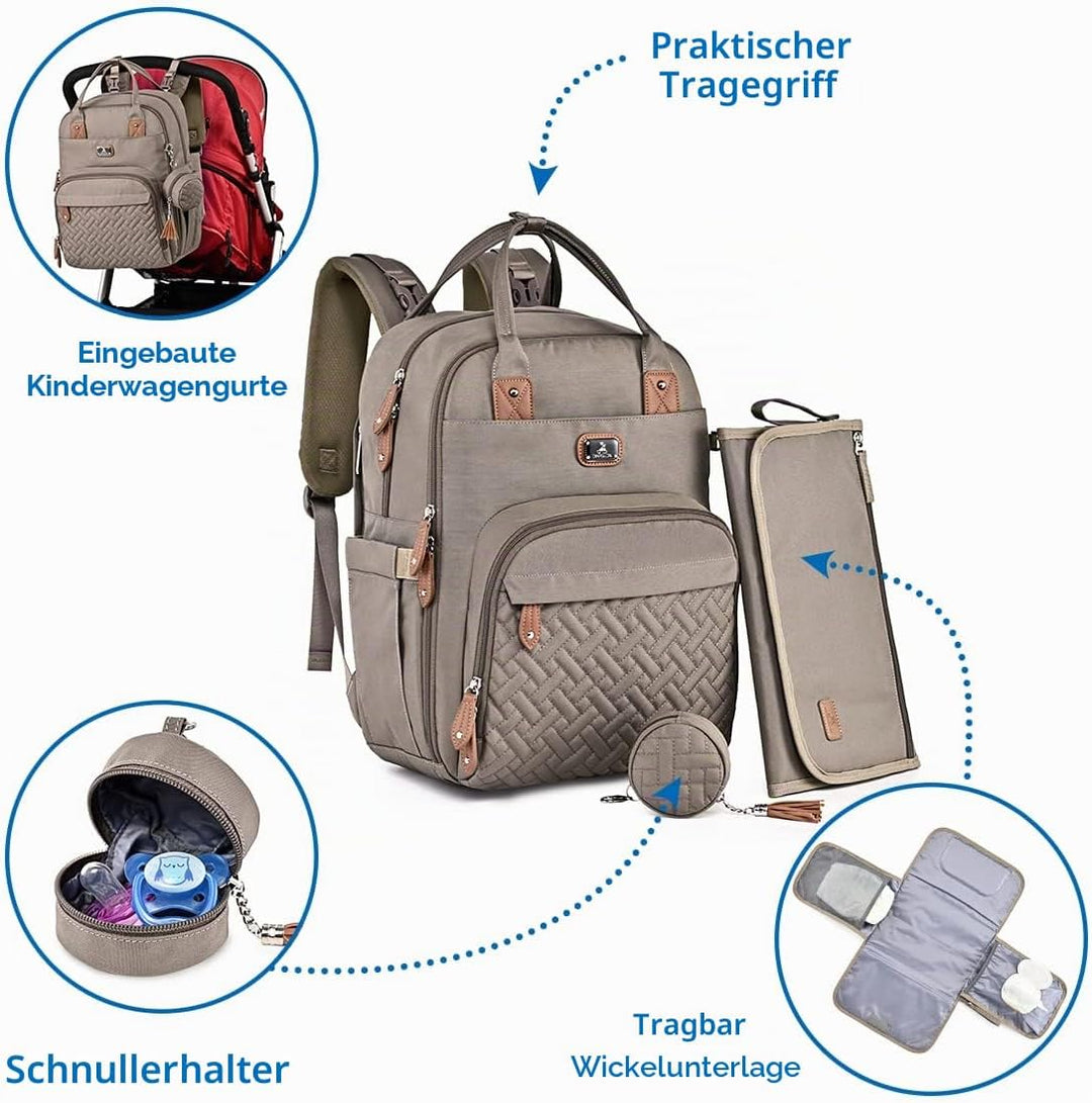 Dikaslon Wickeltasche Rucksack Grosser Wickelrucksack mit Multifunktions-Babytaschen und mobiler Wic