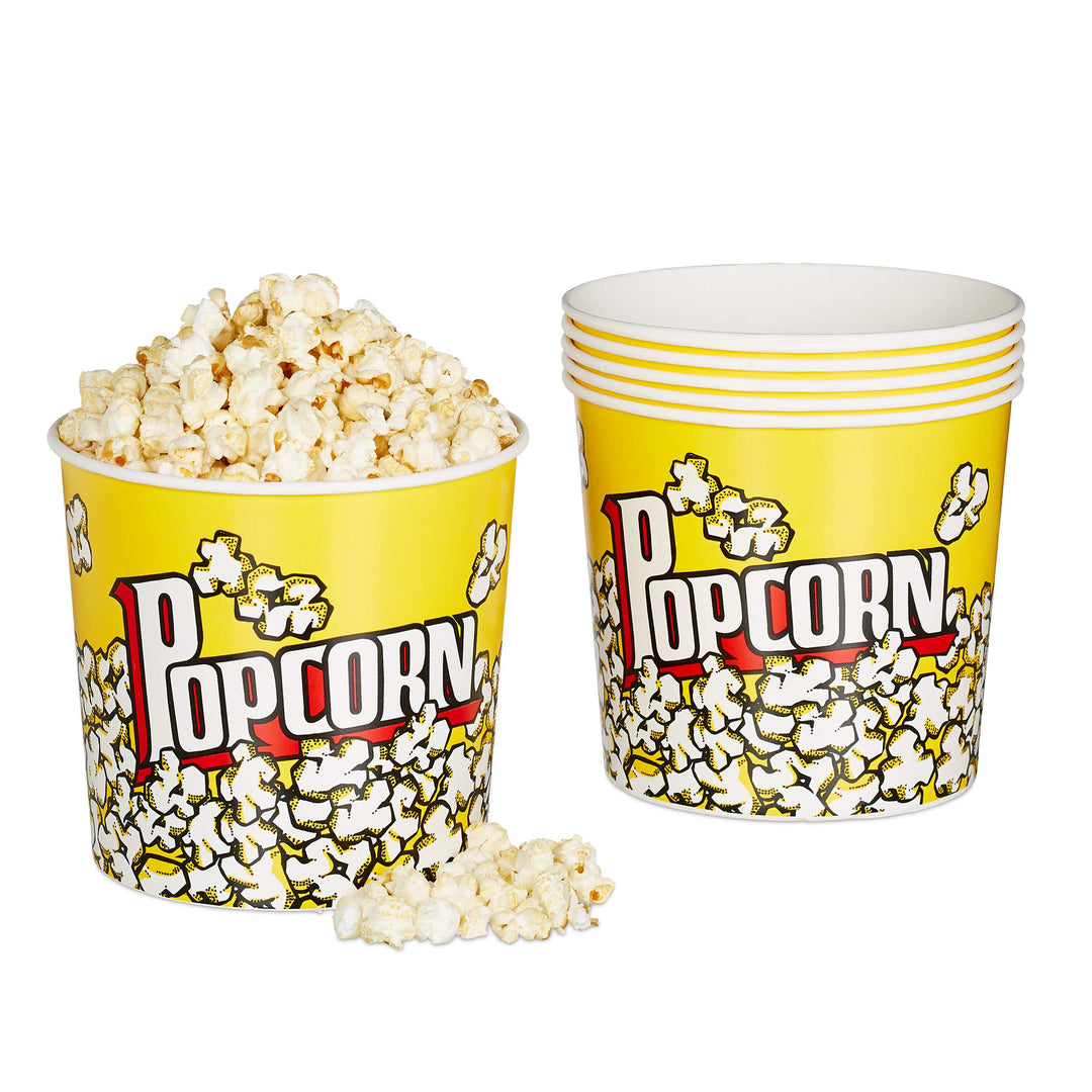 Relaxdays 48 x Popcorn Eimer, Popcorn Behälter Kunststoff, Popcornkübel wiederverwendbar, 2,8 l, Ret