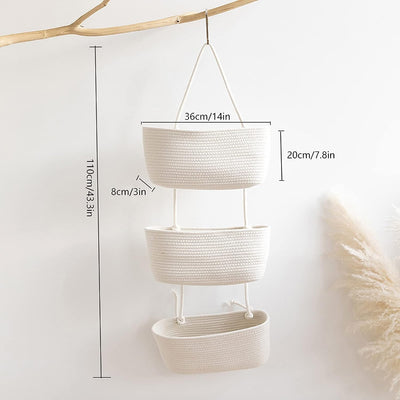 Hängeorganizer, 3 Stufiger Tür Wand Hängend Korb, Wall-Mounted Veranstalter lagerung körbe aus Baumw