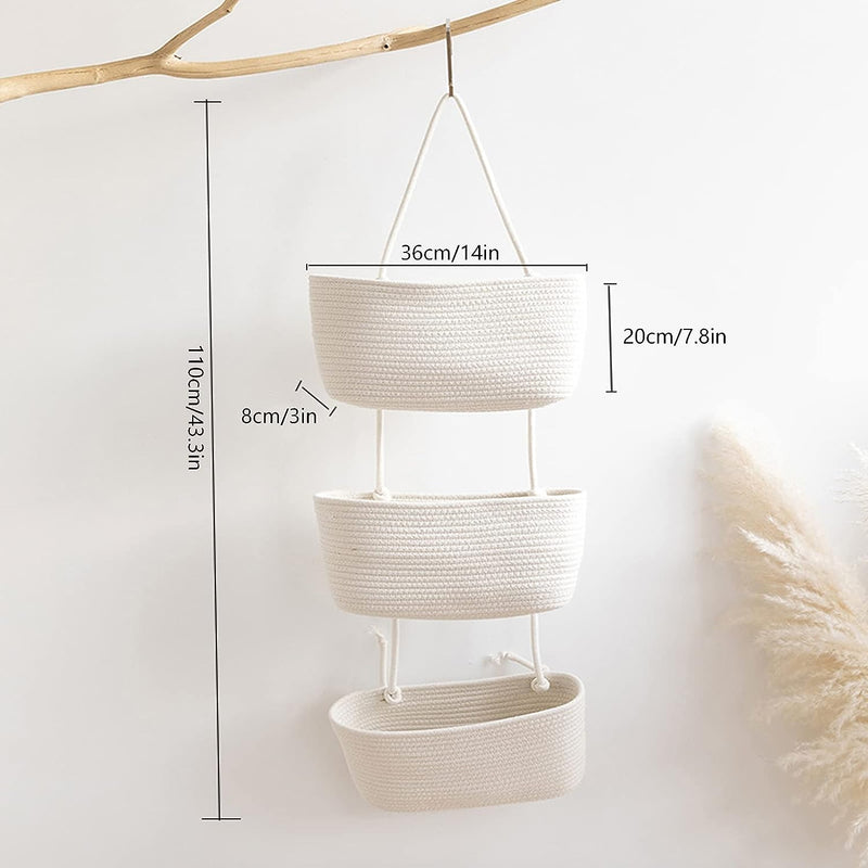 Hängeorganizer, 3 Stufiger Tür Wand Hängend Korb, Wall-Mounted Veranstalter lagerung körbe aus Baumw