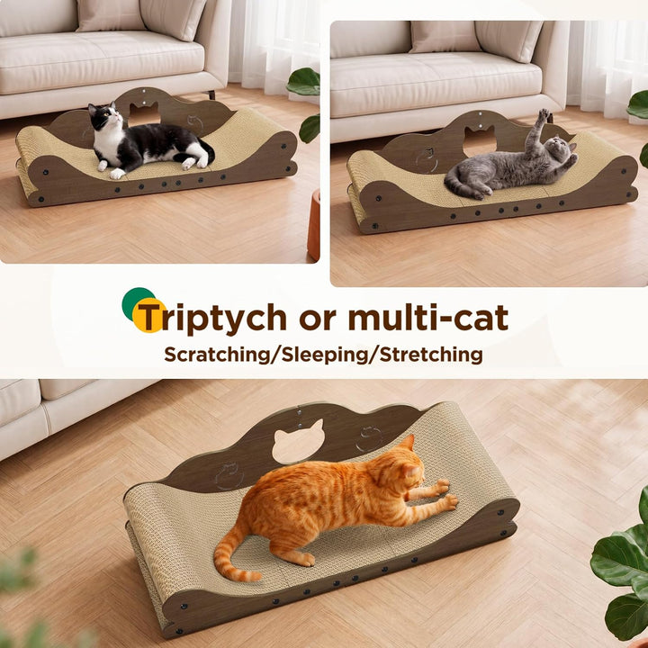 Gimars XXL Katzen Kratzbrett 78 cm im Sofa-Design, Kratzpappe für Katzen, Katzenkratzbretter & Katze