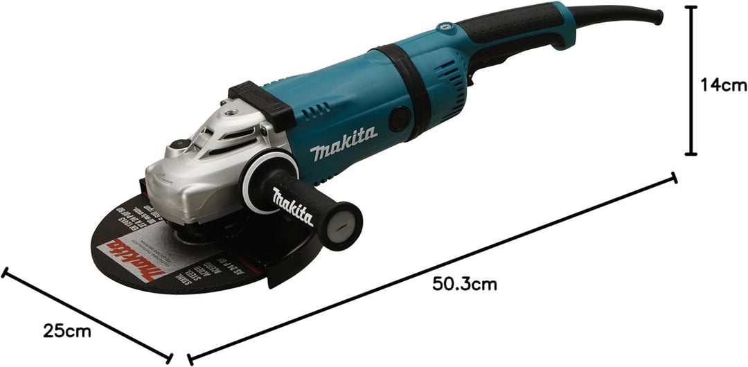 Makita GA9040RF01 Winkelschleifer 230 mm, 2.600 W, Schwarz, Türkis im Karton, im Karton