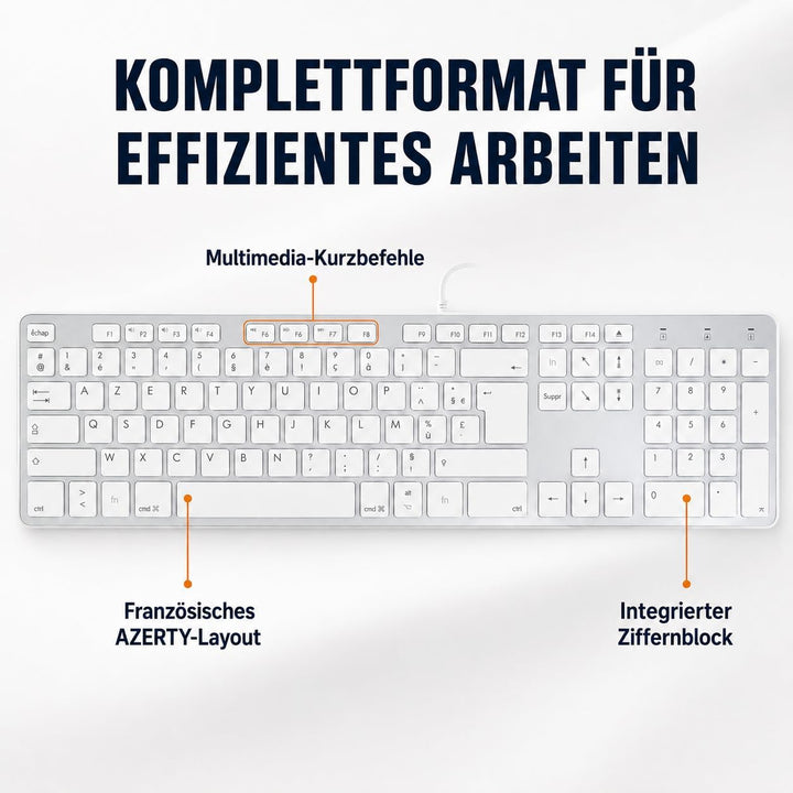 Mobility Lab Design Touch USB Mac Tastatur AZERTY Weiss- Tastaturen (Verkabelt, USB, AZERTY, Weiss)