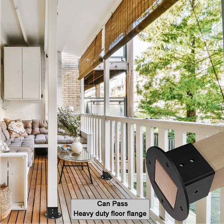 VANROUG 2Pcs 2x2 Square Fence Pole Flange Base Pergola Post Base Brackets kit,Heavy Duty Black Wall