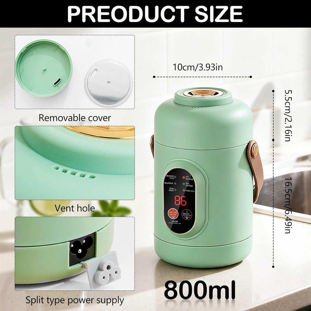 Elektrischer Hot Pot, Tragbarer Elektrischer Topf 800ML Ramen-Kocher mit 6 Modi & Timer Reise-Kochto