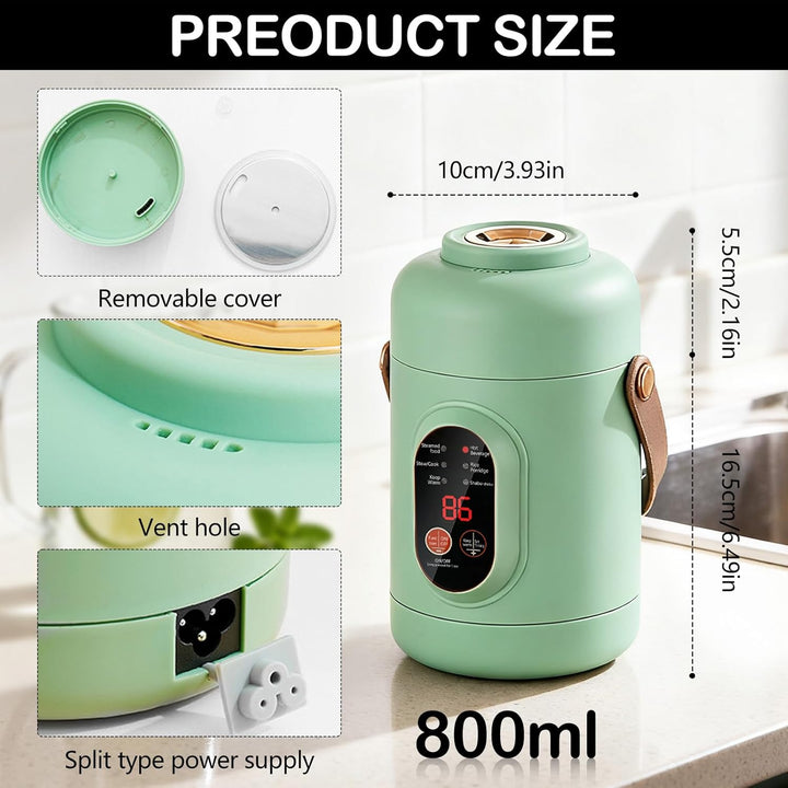 Elektrischer Hot Pot, Tragbarer Elektrischer Topf 800ML Ramen-Kocher mit 6 Modi & Timer Reise-Kochto