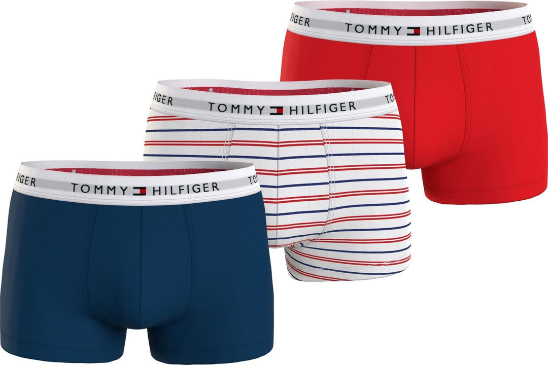 Tommy Hilfiger Herren 3er Pack Boxershorts Trunks Unterwäsche XXL Blau (Deep Indigo/Fireworks/Bicolo