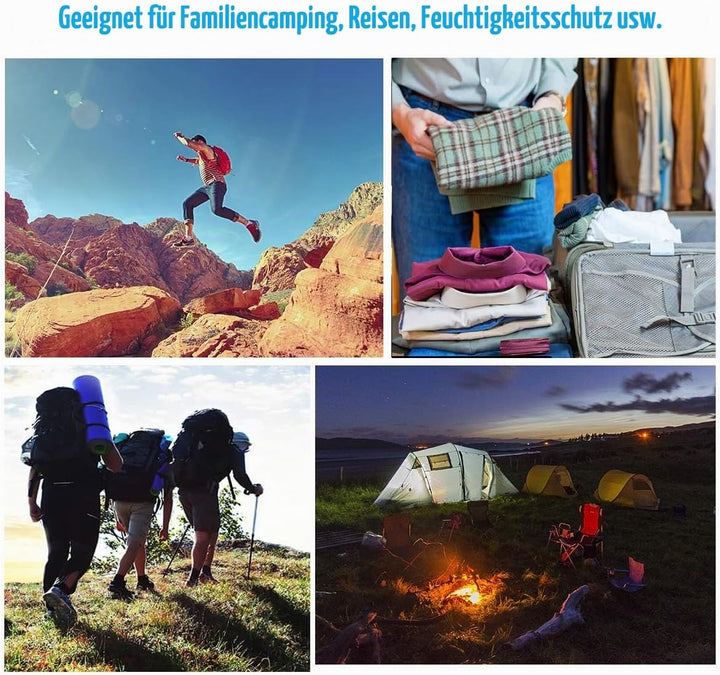 12 Set Vakuumbeutel Reise zum Rollen,Reise-Kompressionsbeutel, 2 Grössen (60x40cm, 50x35cm) Travel V