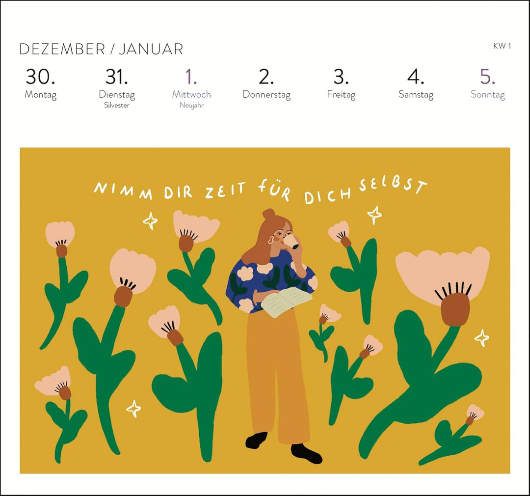 Postkartenkalender 2025: Jeden Tag ein kleines Glück: Wochenkalender zum Aufstellen, Tischkalender m