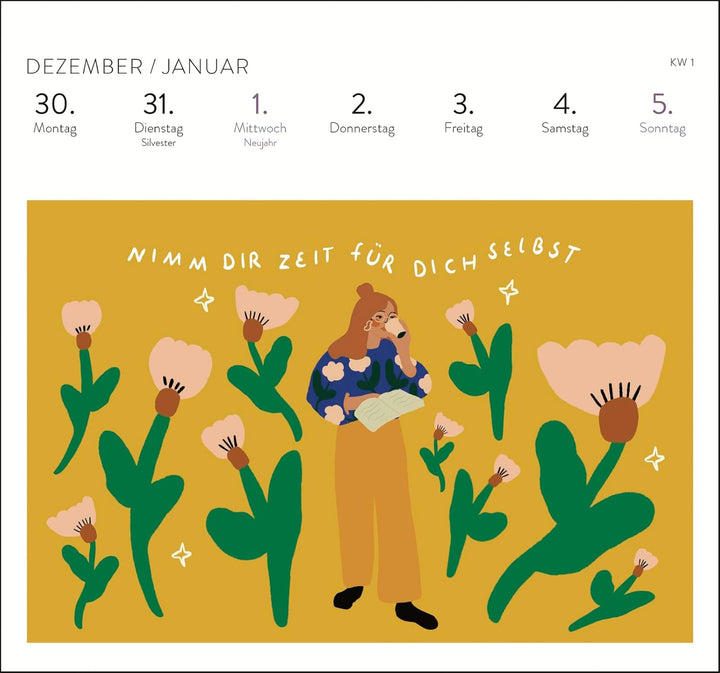 Postkartenkalender 2025: Jeden Tag ein kleines Glück: Wochenkalender zum Aufstellen, Tischkalender m