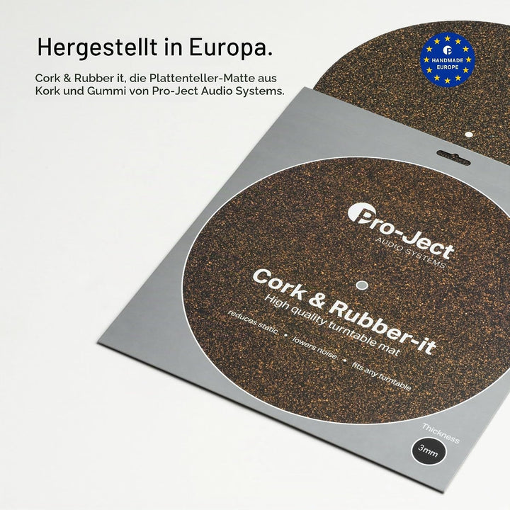 Pro-Ject Cork &amp; Rubber it 3mm, Hochqualitative Plattenmatte aus Kork &amp; Gummi, Cork &amp; Rubber it 3mm