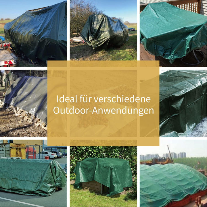 GUARD SHIELD Abdeckplane mit Ösen Wasserdicht 3m x 4m Grün Plane Gewebeplane 160g/㎡ Schutzplane Allz