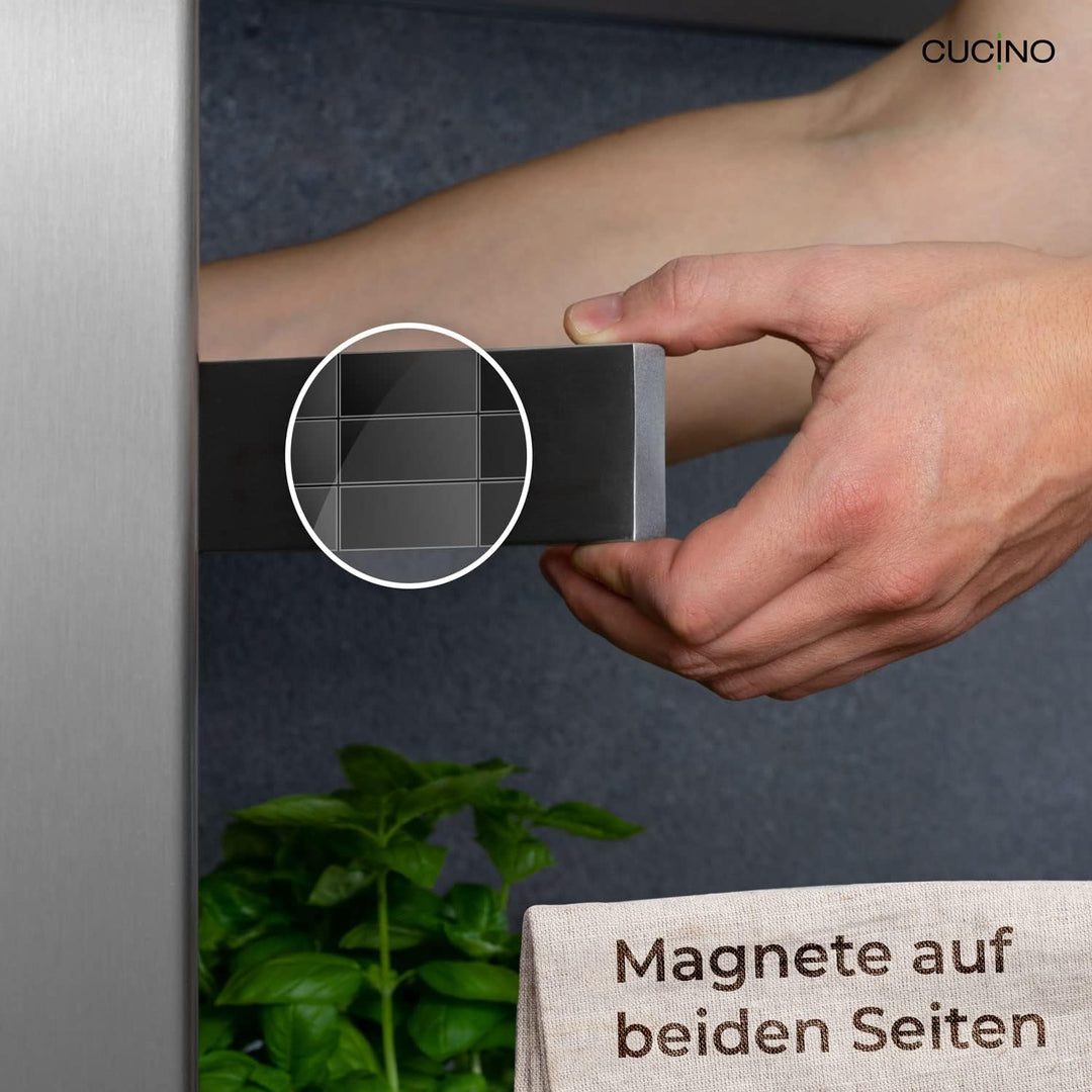 Cucino Magnetleiste Messer mit extra starkem Magnet - Speziell für den Kühlschrank, beidseitige Magn