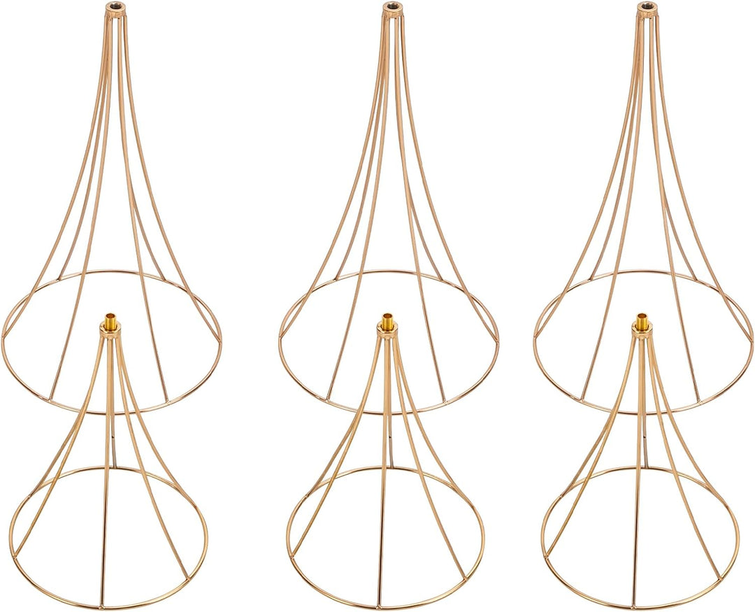3 Stück Gold Blumenständer Metall, Hochzeitsvase Blumensäule Sanduhrförmig, Goldvasen Säule Dekosäul